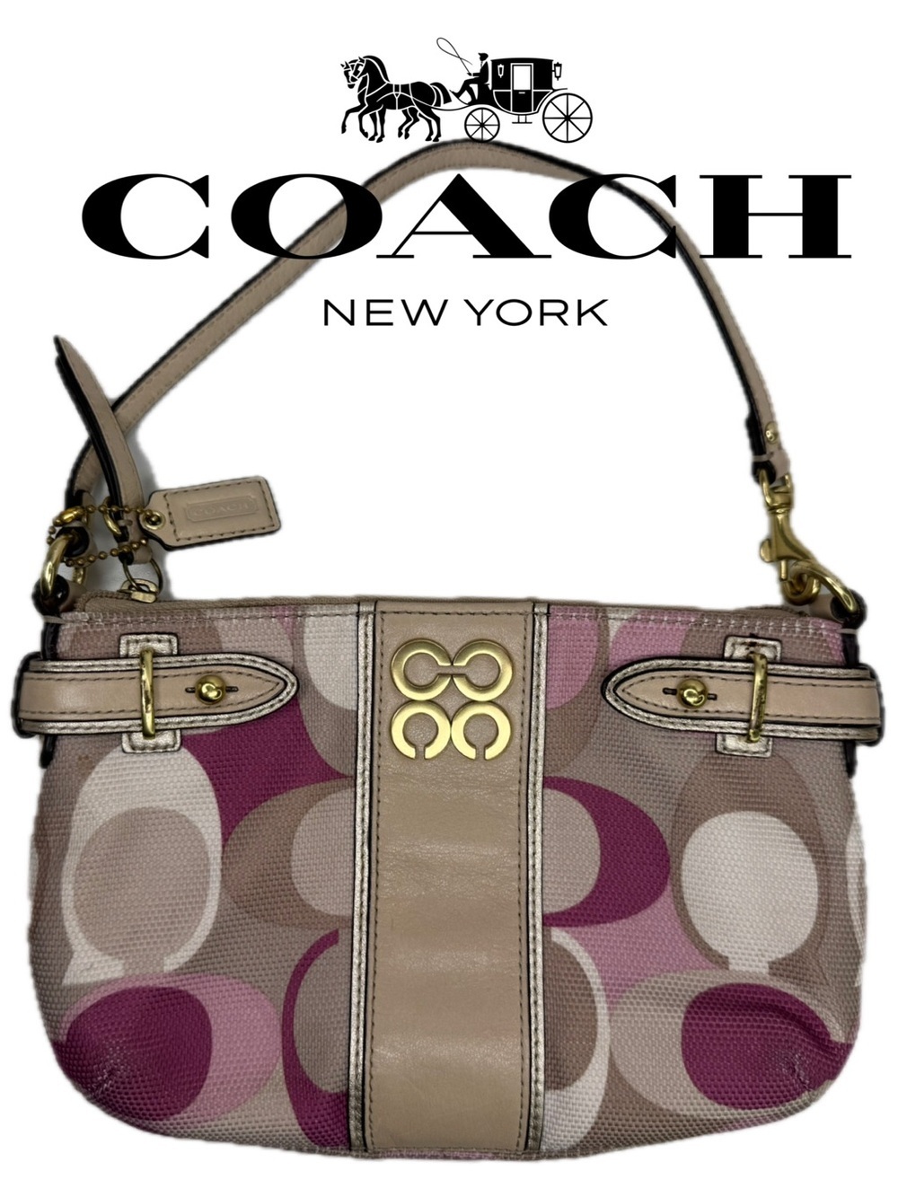 Coach Colette Signature Woven Fabric Op Art Clutch Wristlet Y2K Bag